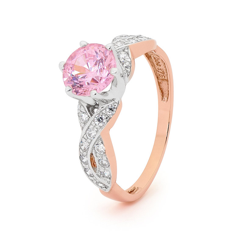 Pink Zirconia Solitaire Ring