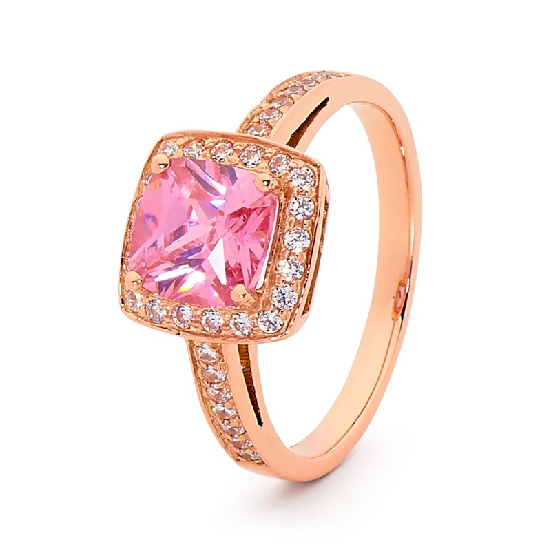 Pink Gold Cocktai Ring with Coloured CZ