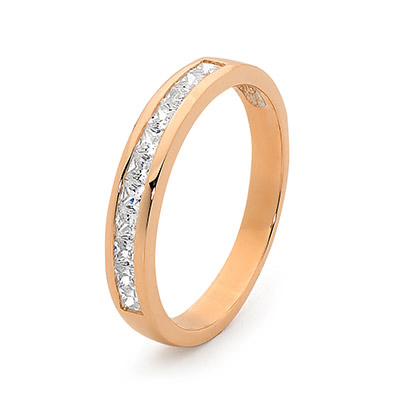 Rose Gold Anniversary Ring with CZ