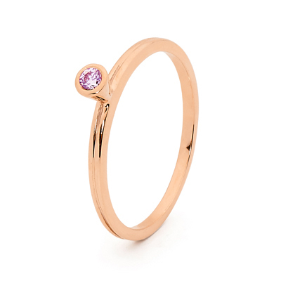 Mix & Match Rose Gold Ring with Pink CZ