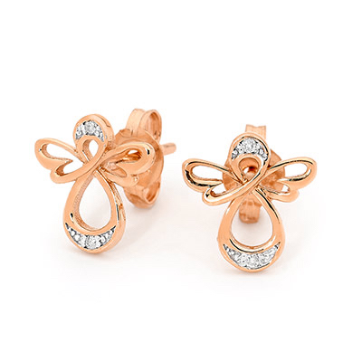 Rose Gold Angel Earrings with Diamond