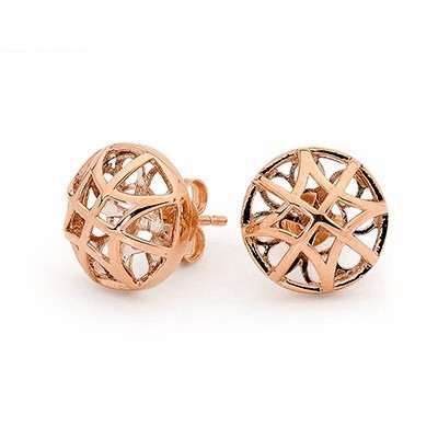 Rose Gold Basket Weave Earrings