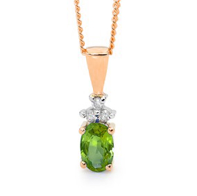 Peridot and Diamond Rose Gold Pendant