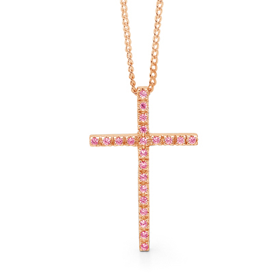 Rose Gold Cross with Pink Zirconia