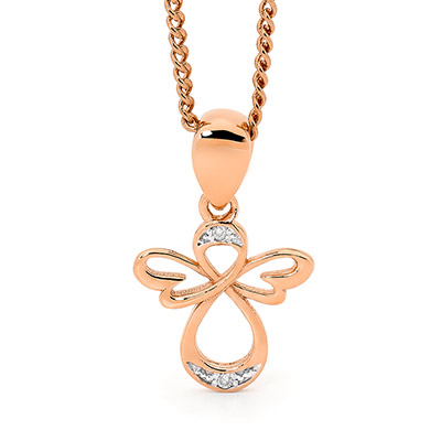 Rose Gold Angel Pendant with Diamond