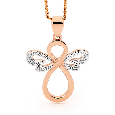 Rose Gold Angel Pendant with Diamond