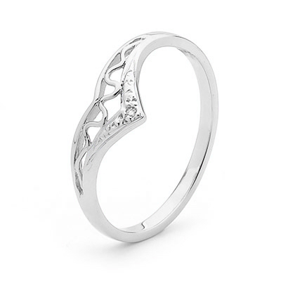 Diamond Set White Gold Wishbone Ring