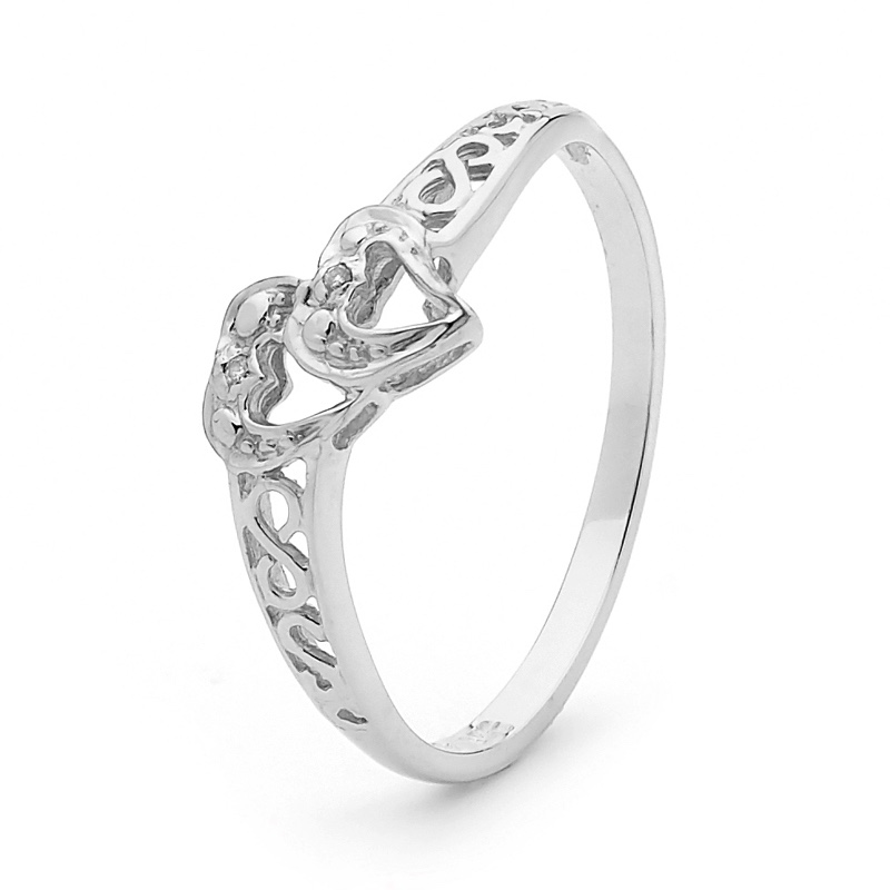 White Gold Diamond "Love" Ring