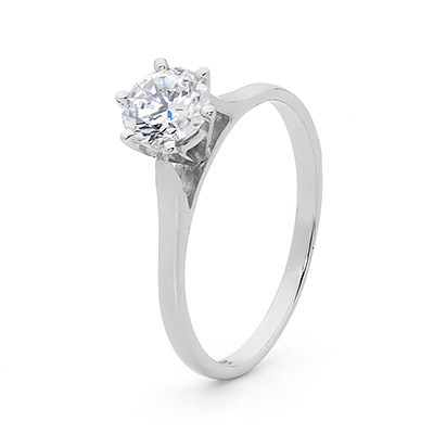 White Gold Cubic Zirconia Coronet Ring