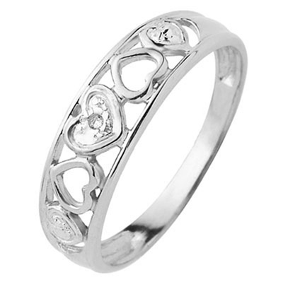 White Gold Diamond Dress Ring - Heart