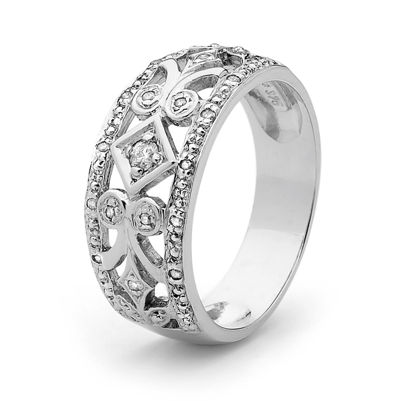 Diamond Set Right Hand Ring - White Gold