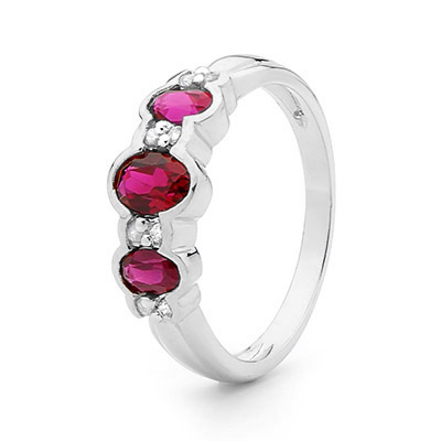 Three Stone Ruby and Diamond Ring