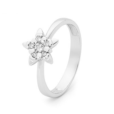 Seven Diamond Star Ring in White Gold