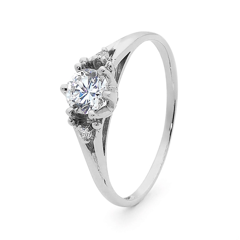 White Gold Cubic Zirconia Coronet Ring