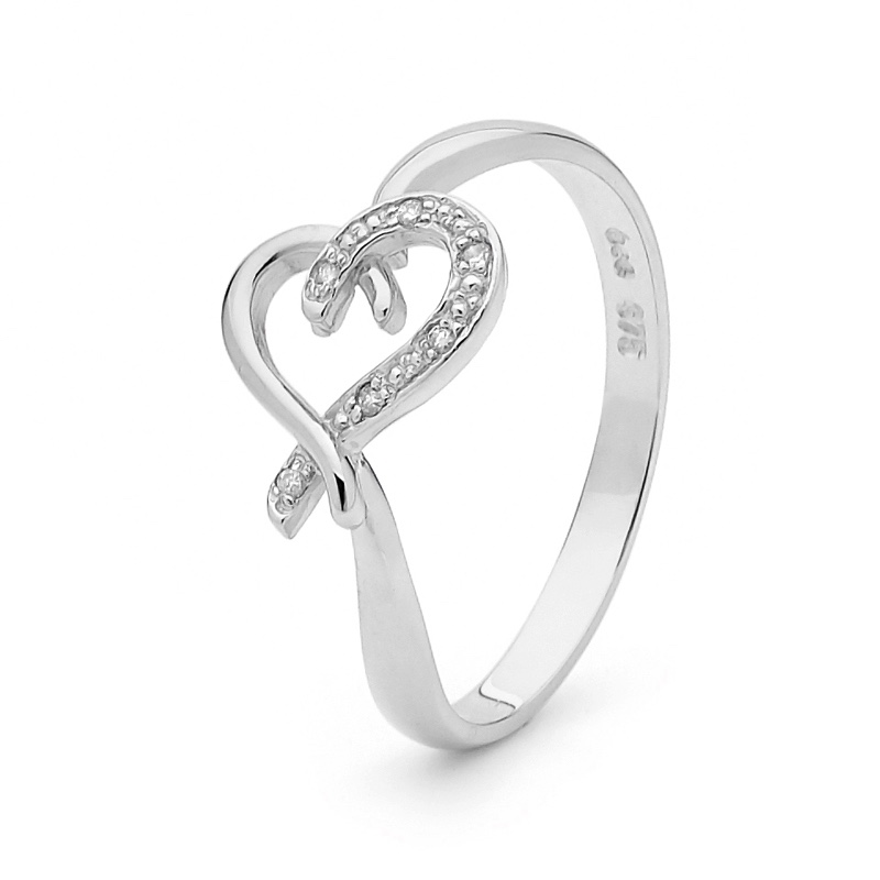 Diamond Set Love Ring in White Gold