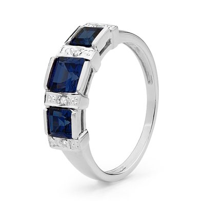 Black Sapphire and Diamond Ring