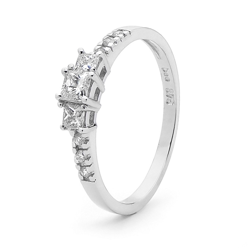 Square Engagement Ring - White Gold - 1/3 Carat TDW - Rachel