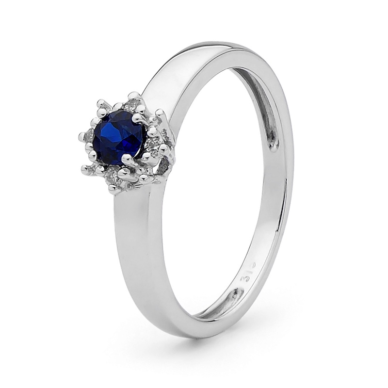 White Gold Sapphire Ring With Diamonds