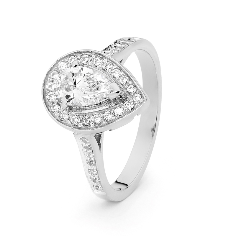 Teardrop Zirconia Engagement Ring