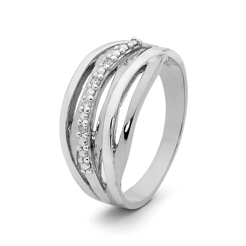Layered White Gold right Hand Ring