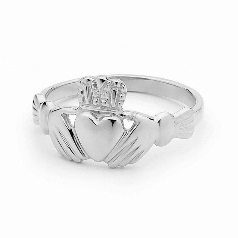 Irish Claddagh Ring - White Gold