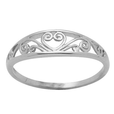 White gold filigree ring