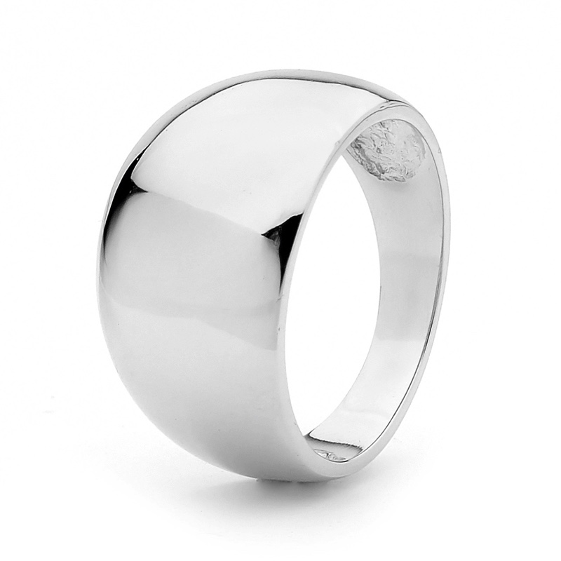 Gold Ring - Wide Dome - White Gold