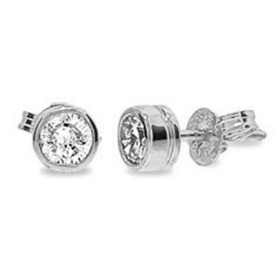 Diamond Bezel Set Studs in White Gold - TDW 0.10 Carat