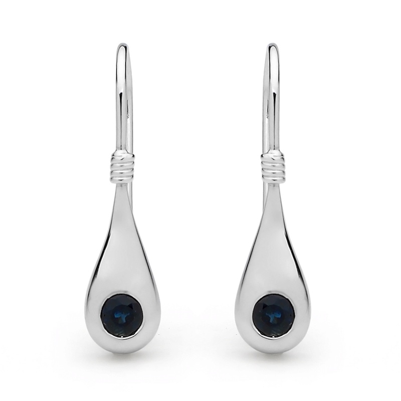 White Gold Blue Eyed Teardrops with Sapphire