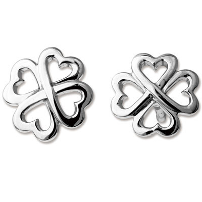 White Gold Clover Earrings