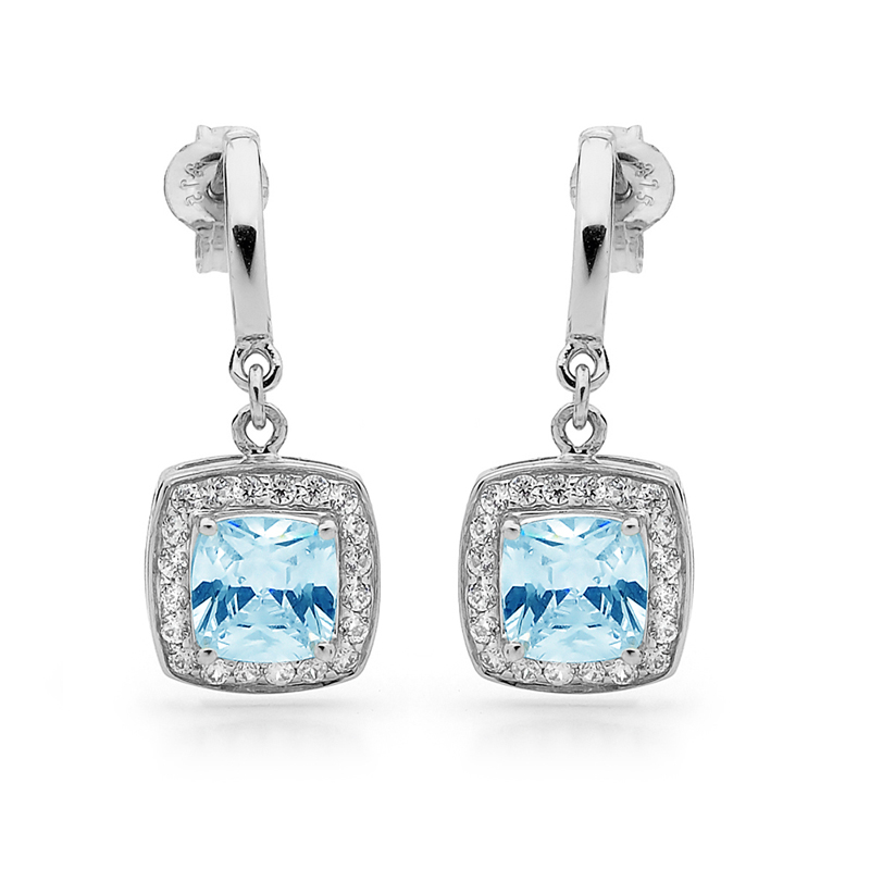 Blue Topaz Coloured Zirconia Earrings