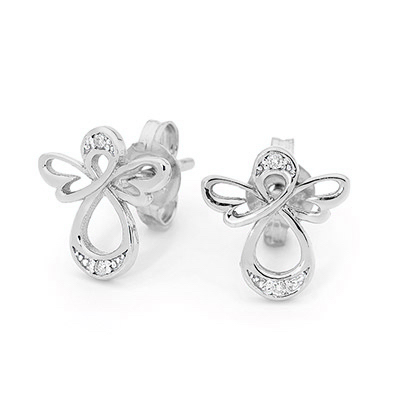 White Gold Angel Earrings with Diamonds