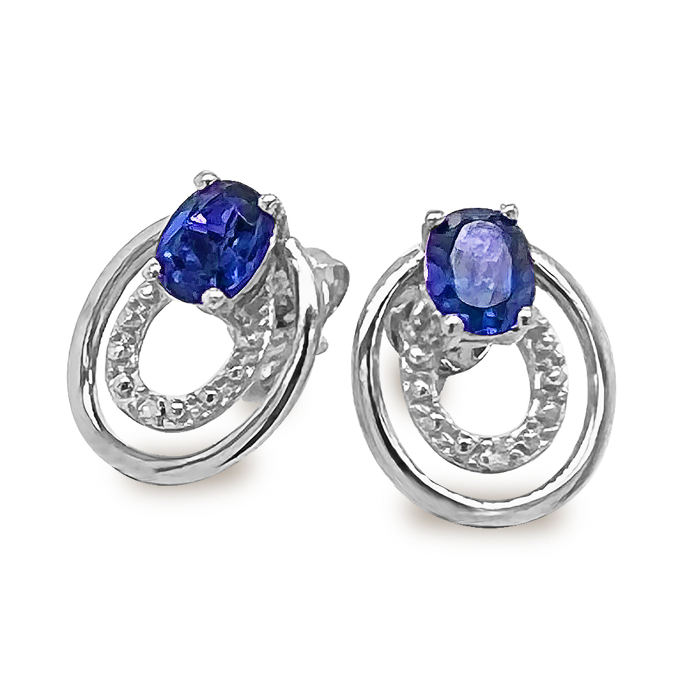 5x4 OVAL CREATED SAPPHIRE STUD