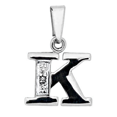 Diamond Set Initial K - White Gold