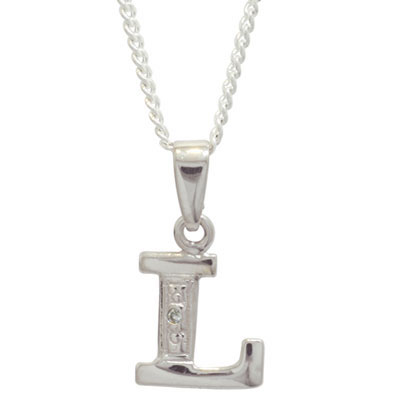 Diamond Set Initial L - White Gold