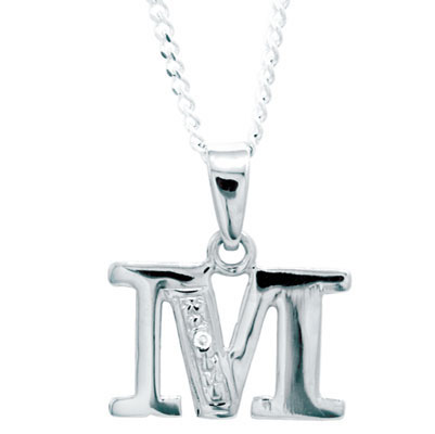 Diamond Set Initial M - White Gold