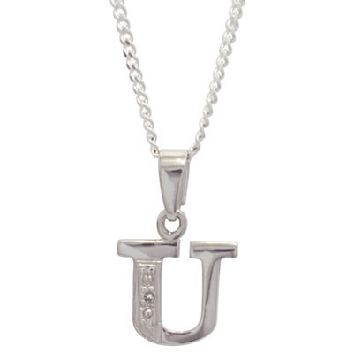 Diamond Set Initial U - White Gold