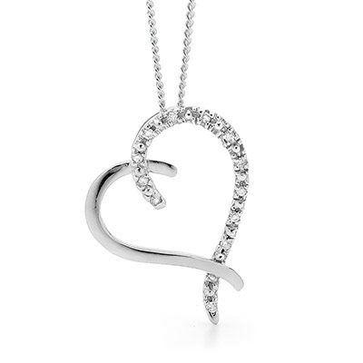 Diamond Heart Pendant "White Gold"