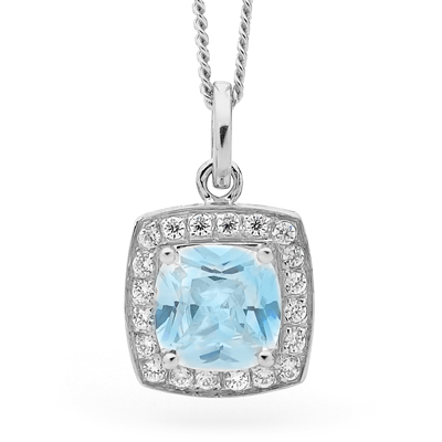 Blue Topaz Coloured Zirconia Pendant