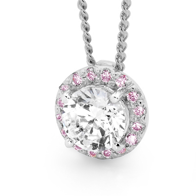 Exclusive Pink Halo Zirconia Pendant