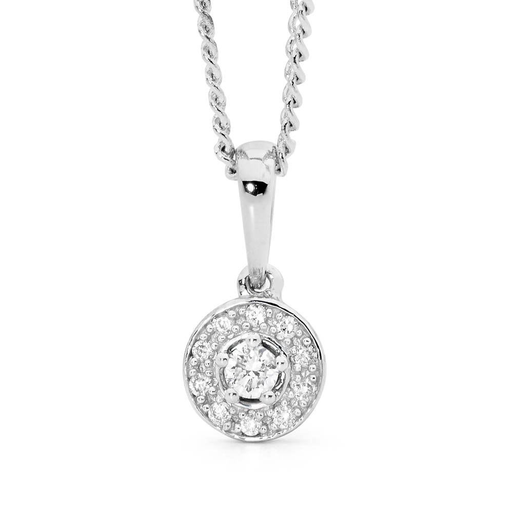 Diamond Halo Pendant - TDW 0.10 Carat