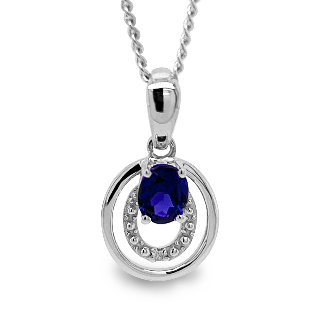 Created Sapphire and Diamond Pendant